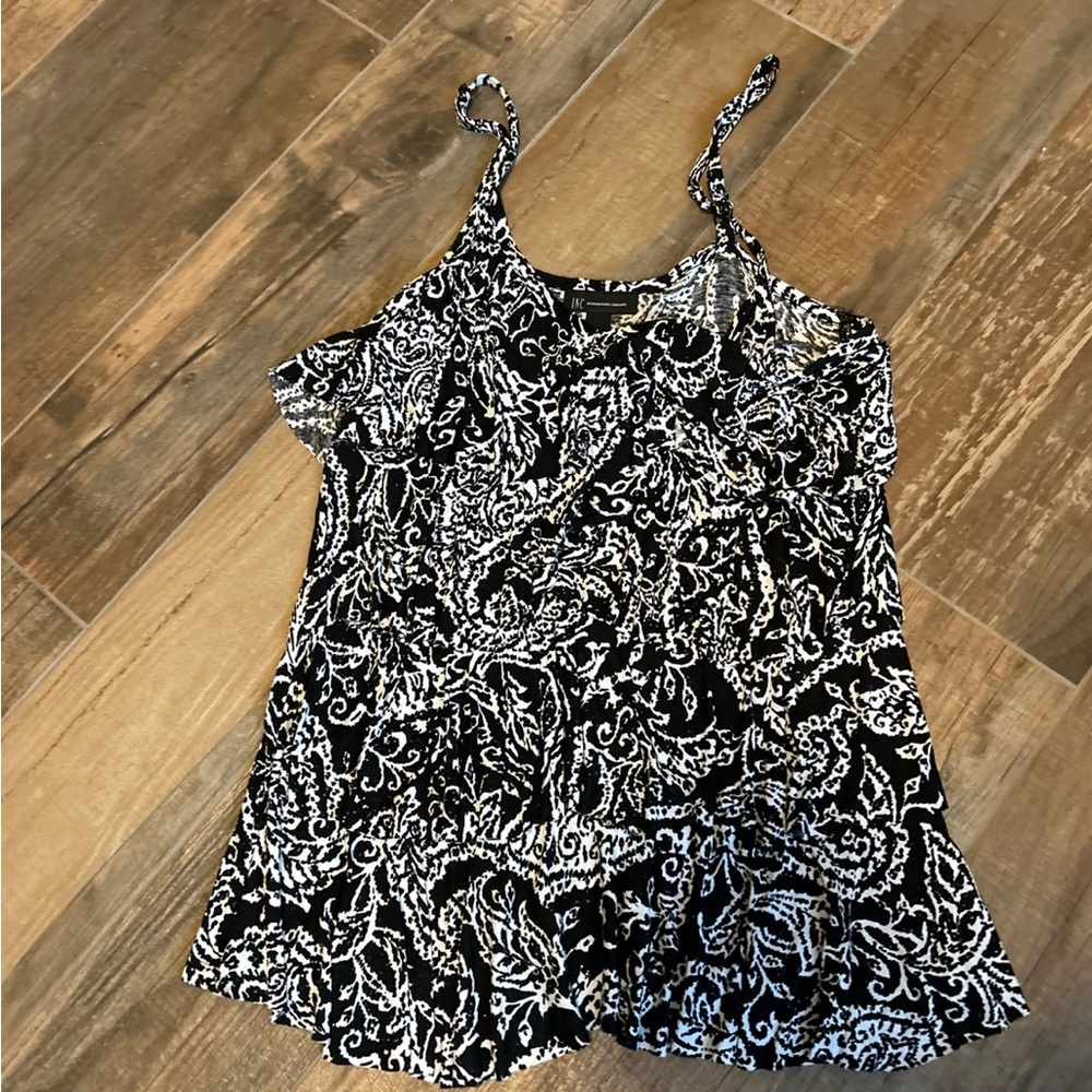 INC Black and White Patterned Women's Top